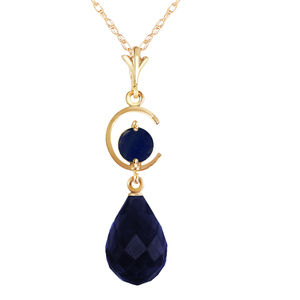 14K. SOLID GOLD NECKLACE WITH NATURAL SAPPHIRES (Yellow Gold)